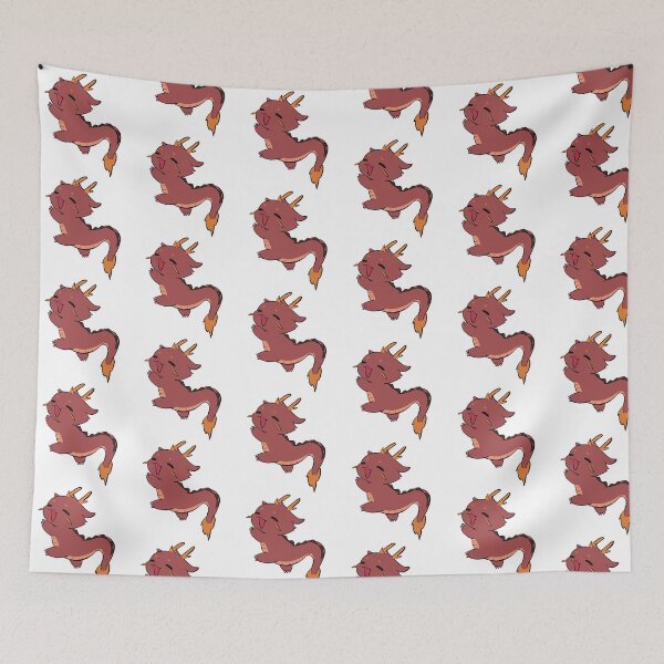 Item preview, Cute happy dragon - magical floating red baby dragon designed and sold by aziza-doodles.