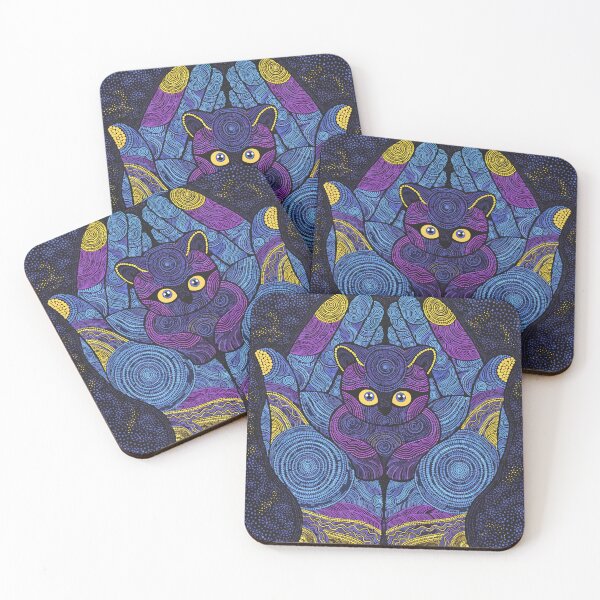 Item preview, Purple Mandala Cat Hands Dot Art designed and sold by Stellar Geometry.