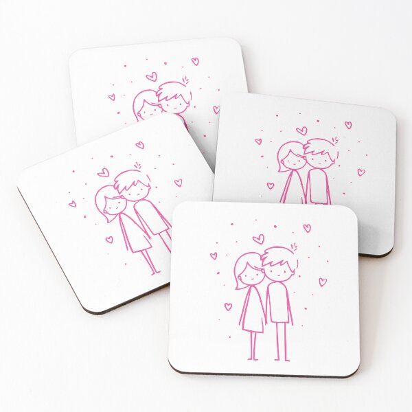 Item preview, Cute Stick Figure Couple with Hearts Romantic Doodle Art designed and sold by Theselinara.