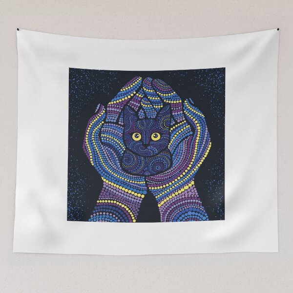 Item preview, Purple Mandala Cat Hands Dot Art designed and sold by Stellar Geometry.