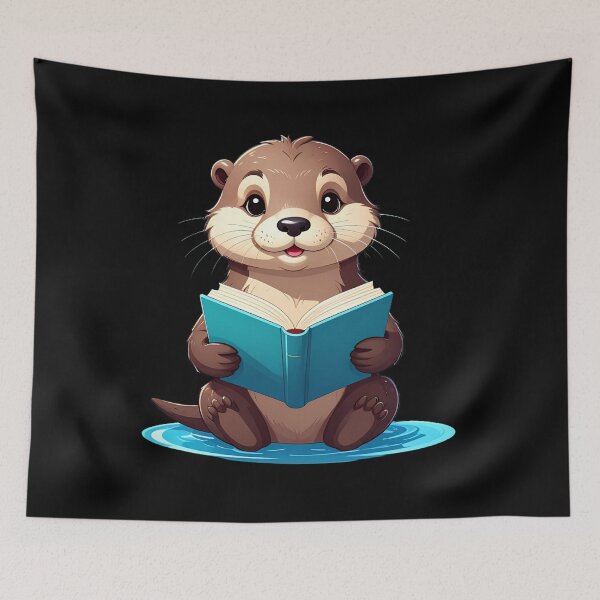 Item preview, Cute Otter Reading a Book – Adorable Bookworm Otter designed and sold by TripleMoonCrafts.