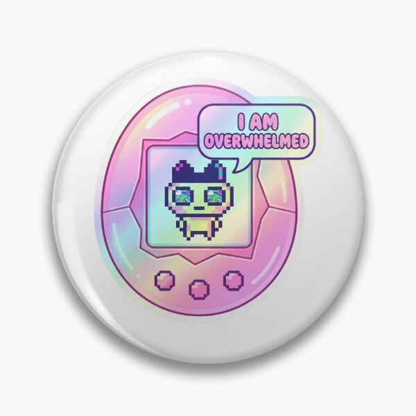 Item preview, Y2K Digital Pet Existential Crisis * Overwhelmed Virtual Pet Retro Gamer Sticker designed and sold by Martinelli-Shop.