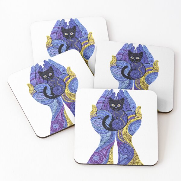 Item preview, Purple Mandala Cat Hands Dot Art designed and sold by Stellar Geometry.