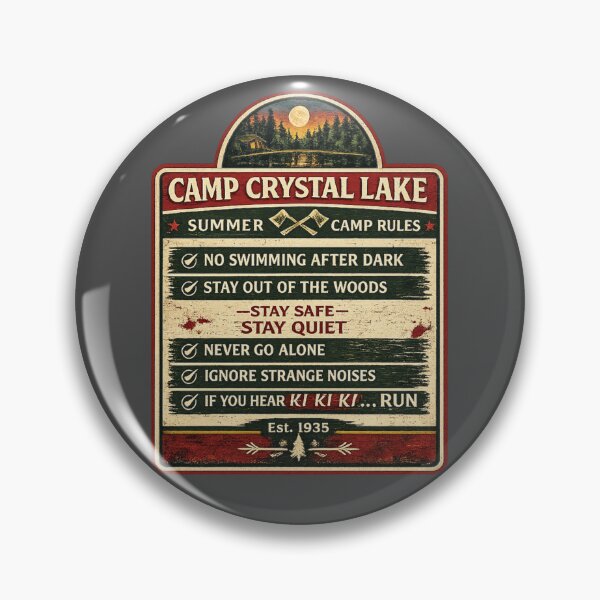 Item preview, Camp Crystal Lake Rules Vintage Summer Camp Horror Sign Shirt designed and sold by GhostDawgs.