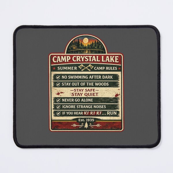 Item preview, Camp Crystal Lake Rules Vintage Summer Camp Horror Sign Shirt designed and sold by GhostDawgs.