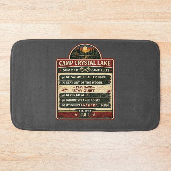 Item preview, Camp Crystal Lake Rules Vintage Summer Camp Horror Sign Shirt designed and sold by GhostDawgs.