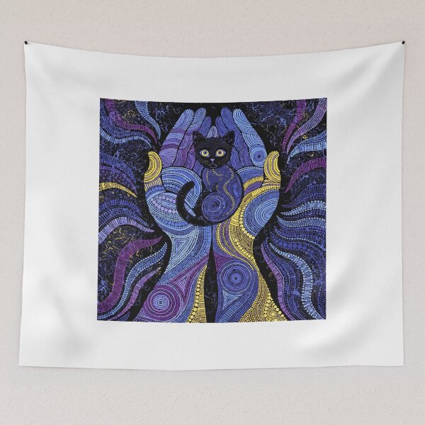 Item preview, Purple Mandala Cat Hands Dot Art designed and sold by Stellar Geometry.
