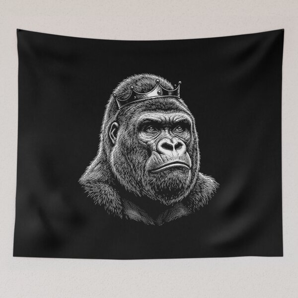 Item preview, Funny animal Silent King Gorilla – Minimalist Gorilla For Men Women Vintage Engraving Black and White Design designed and sold by bilal sibgui.