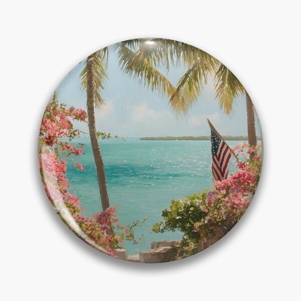 Item preview, Key West Veranda View with Ocean, Tropical Garden and American Coastal Atmosphere designed and sold by daila70.