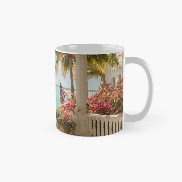 Item preview, Key West Veranda View with Ocean, Tropical Garden and American Coastal Atmosphere designed and sold by daila70.