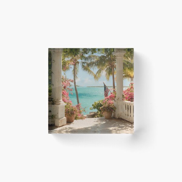 Item preview, Key West Veranda View with Ocean, Tropical Garden and American Coastal Atmosphere designed and sold by daila70.