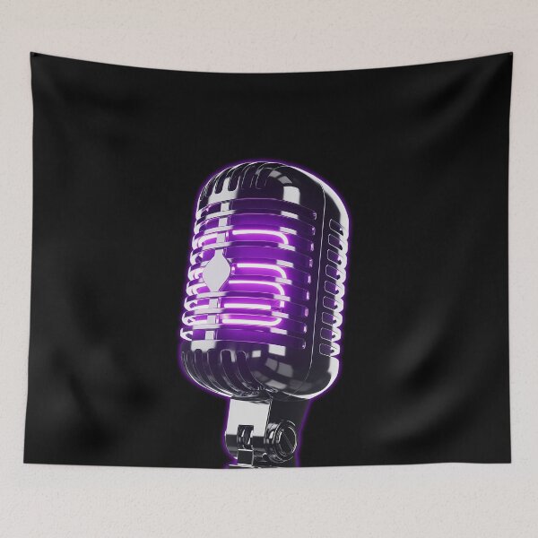 Item preview, Neon Purple Vintage Microphone - Retro Music Synthwave Art designed and sold by powersunlight.