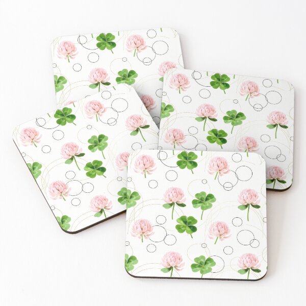 Item preview, Modern Pink Clover and Geometric Gold Lines designed and sold by Thalassora.