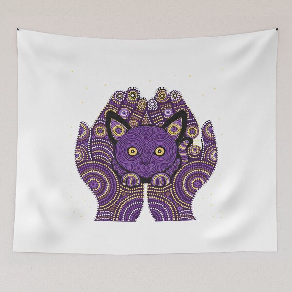 Item preview, Purple Mandala Cat Hands Dot Art designed and sold by Stellar Geometry.