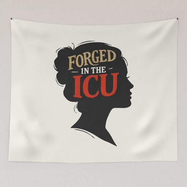 Item preview, ICU Nurse Forged in the ICU – Bold Dark Attitude T-Shirt Gift for Nurses designed and sold by KiwyStudio.