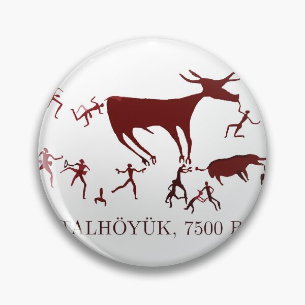 Item preview, Ancient Catalhoyuk Red Wall Art Deer Hunt designed and sold by culture_prophet.