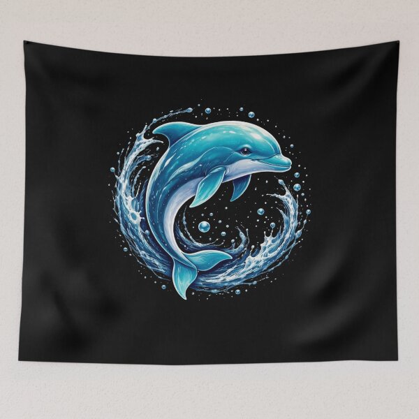 Item preview, Funny Dolphin Ocean Design Blue Water Splash Marine Animal Art Ocean Animal For boys Men Girls Women  designed and sold by bilal sibgui.