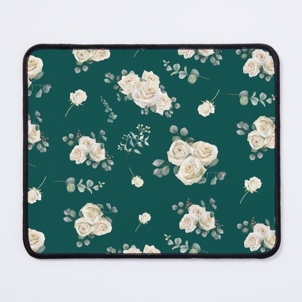 Item preview, Floral White Roses with Teal Greenery designed and sold by StudioBlack.