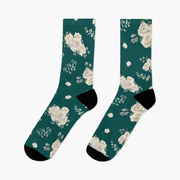Item preview, Floral White Roses with Teal Greenery designed and sold by StudioBlack.
