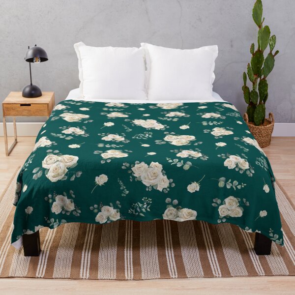 Item preview, Floral White Roses with Teal Greenery designed and sold by StudioBlack.