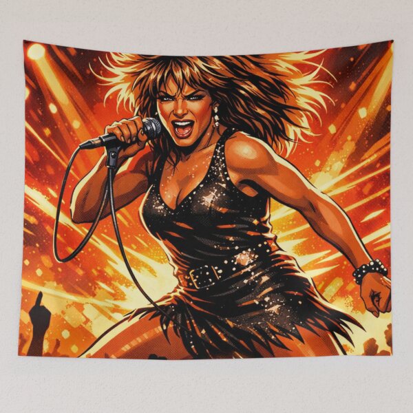 Item preview, Tina Turner Queen of Energy Neon Rock Illustration designed and sold by SHOCAMPOS DESIGNS .