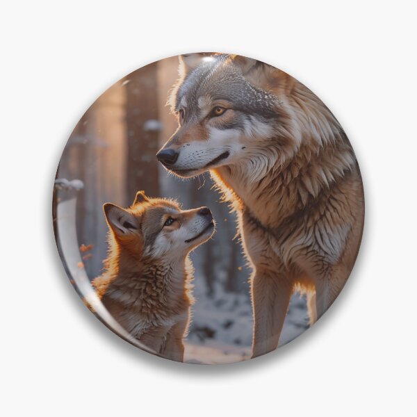 Item preview, Wolf Mother and Cub in Winter Forest – Heartwarming Wildlife Art designed and sold by BeautifulVirtues.