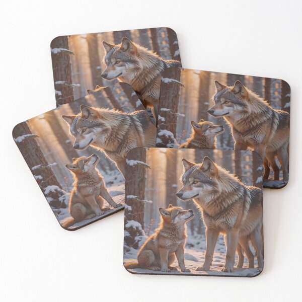 Item preview, Wolf Mother and Cub in Winter Forest – Heartwarming Wildlife Art designed and sold by BeautifulVirtues.