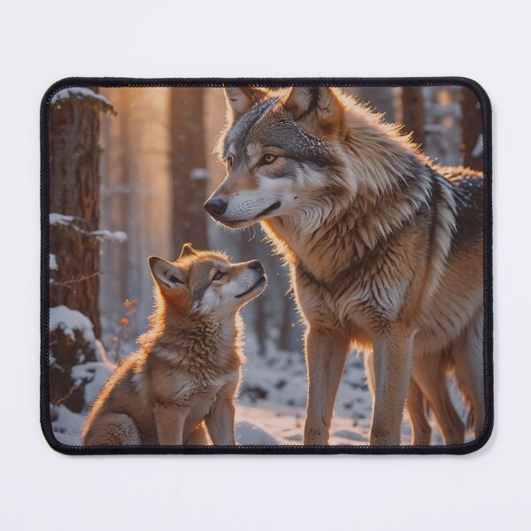 Item preview, Wolf Mother and Cub in Winter Forest – Heartwarming Wildlife Art designed and sold by BeautifulVirtues.