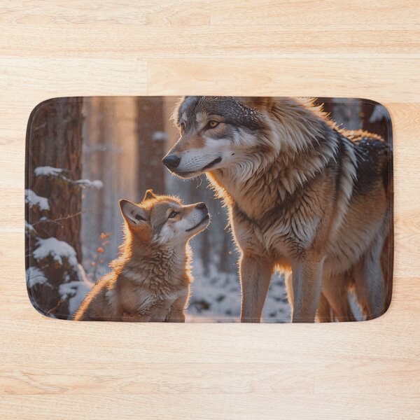 Item preview, Wolf Mother and Cub in Winter Forest – Heartwarming Wildlife Art designed and sold by BeautifulVirtues.