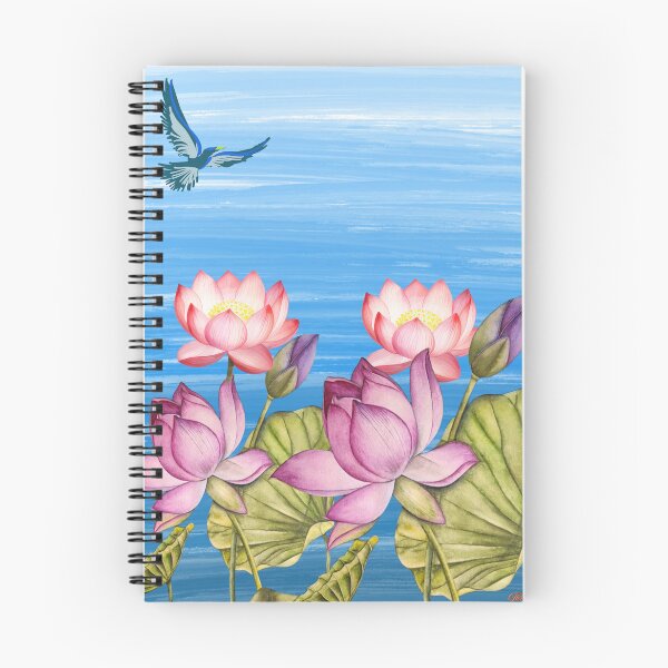 Item preview, Serene Pink Lotus with Flying Blue Bird designed and sold by sisterthreein.