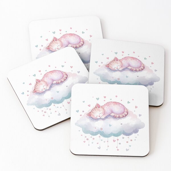 Item preview, Cute Pastel Sleeping Cat on a Dream Cloud designed and sold by ADigitalStudio.