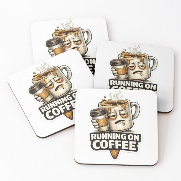 Item preview, Running On Coffee - Funny Tired Coffee Cup Sticker designed and sold by FluffiPopo.