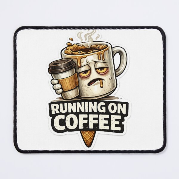 Item preview, Running On Coffee - Funny Tired Coffee Cup Sticker designed and sold by FluffiPopo.