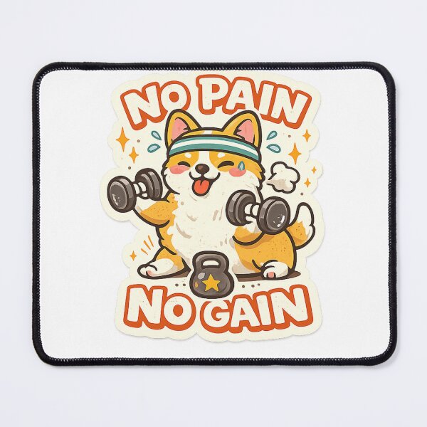 Item preview, No Pain No Gain - Small Sporty Dog Sticker designed and sold by FluffiPopo.