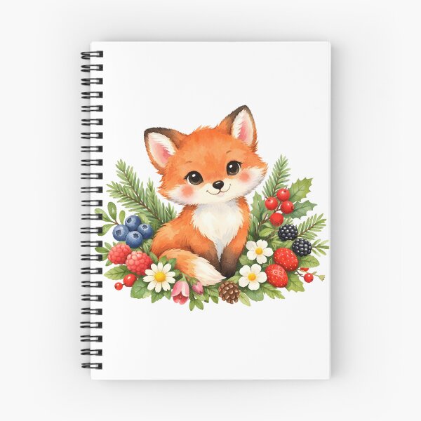 Item preview, Watercolor Red Fox with Berries and Flowers  designed and sold by silviaol.