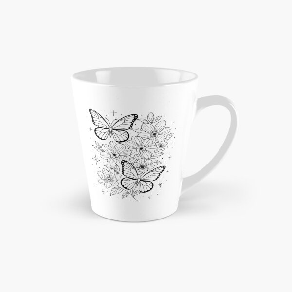Item preview, Butterflies & Flowers Fine Line Design designed and sold by MyLittleInkyUk.