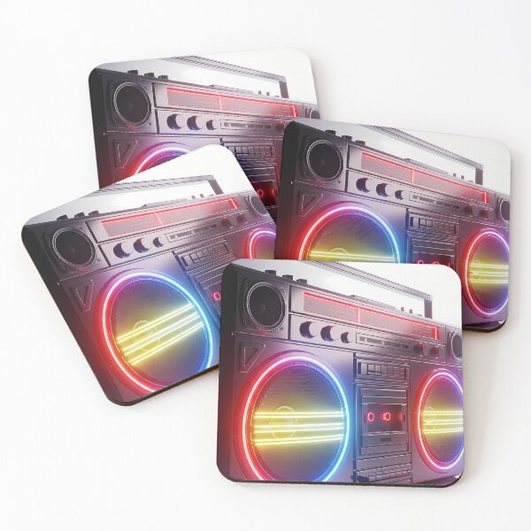 Item preview, Neon Pulse - 80s Retro Chrome Boombox designed and sold by powersunlight.