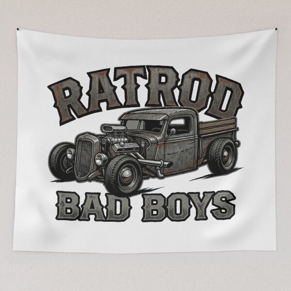 Item preview, Ratrod Bad Boys Vintage Rusty Custom Truck Hot Rod Art designed and sold by SasquatchTrail.
