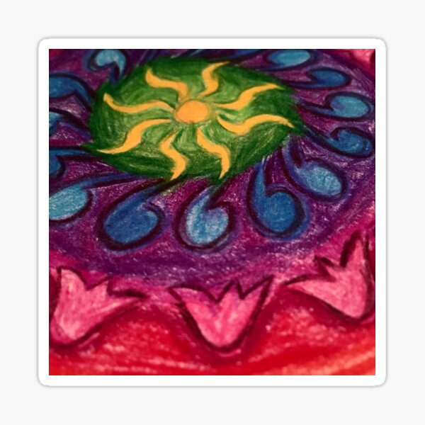 Magenta Mandala - original drawing by mjh, 2018 Sticker