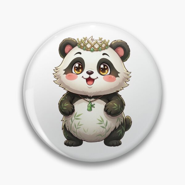 Item preview, Cute Kawaii Panda King with Bamboo Crown and Necklace designed and sold by Stickivo.