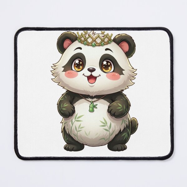 Item preview, Cute Kawaii Panda King with Bamboo Crown and Necklace designed and sold by Stickivo.
