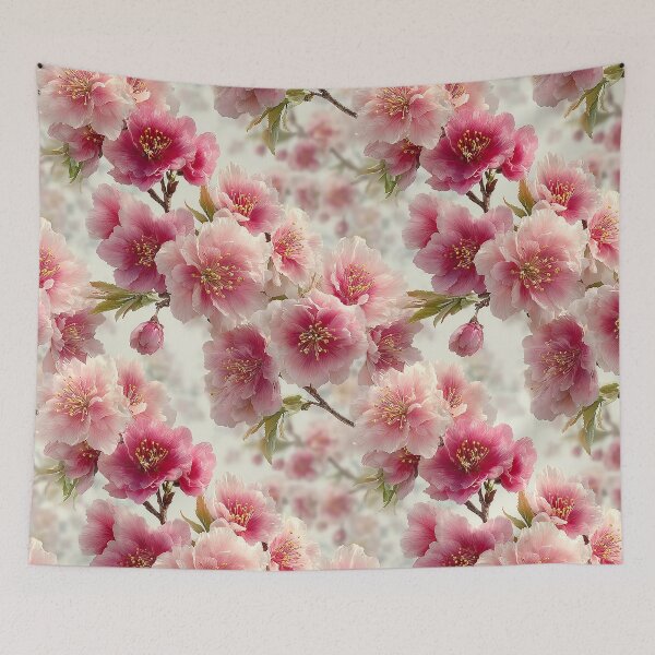 Item preview, Magenta Heart Sakura Bold Traditional Cherry Blossom Pattern designed and sold by Nine Lives Studio.