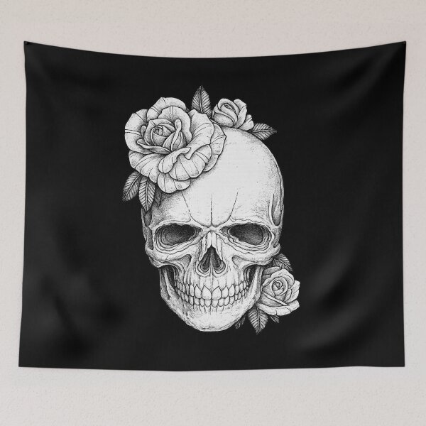 Item preview, Skull with Roses designed and sold by TivvaArtShop.
