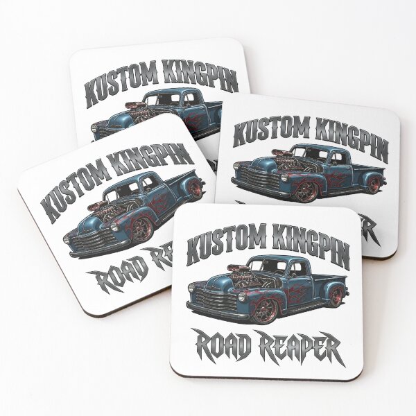 Item preview, Kustom Kingpin Road Reaper Blue Hot Rod Flame Pickup Truck designed and sold by SasquatchTrail.
