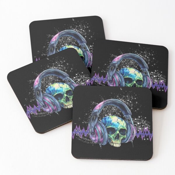 Item preview, Neon Skull Headphones Music Lover  designed and sold by RCsDigitalArt.