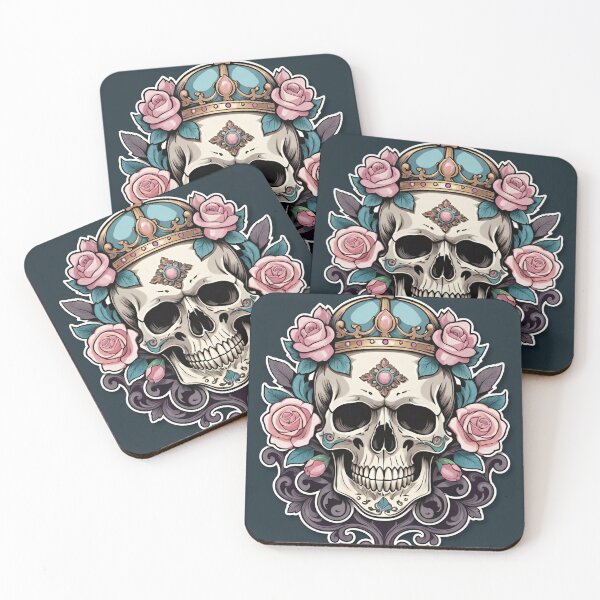Item preview, Day of the Dead Sugar Skull (Pink Roses) designed and sold by Buy us a Coffee Digital Ai Art Design .