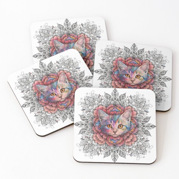 Item preview, Boho Mandala Cat Illustration | Floral Tribal Cat Art | Vintage Ethnic Animal Design designed and sold by Anime9122.