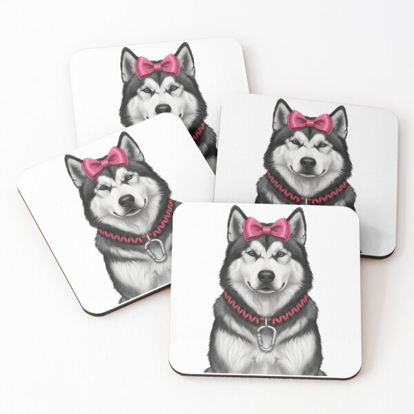 Item preview, Alaskan Malamute Dog Portrait Pink Bow Collar designed and sold by k3rstman1.