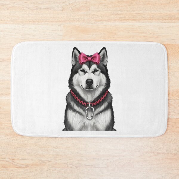 Item preview, Alaskan Malamute Dog Portrait Pink Bow Collar designed and sold by k3rstman1.