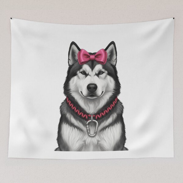 Item preview, Alaskan Malamute Dog Portrait Pink Bow Collar designed and sold by k3rstman1.